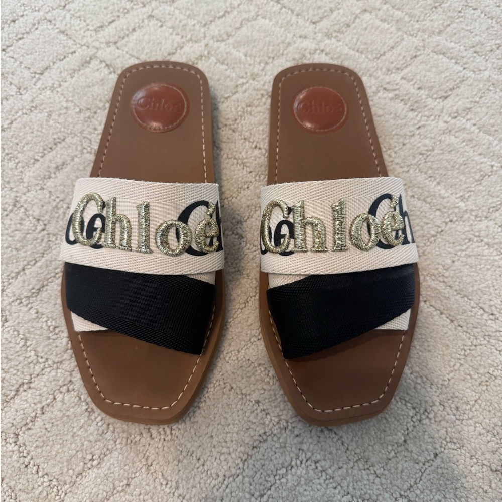 Chloé Woody Logo Slide Sandals